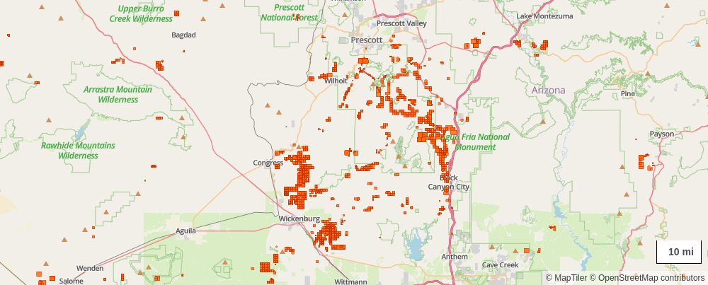 Arizona mining claims map preview in ClaimLayer