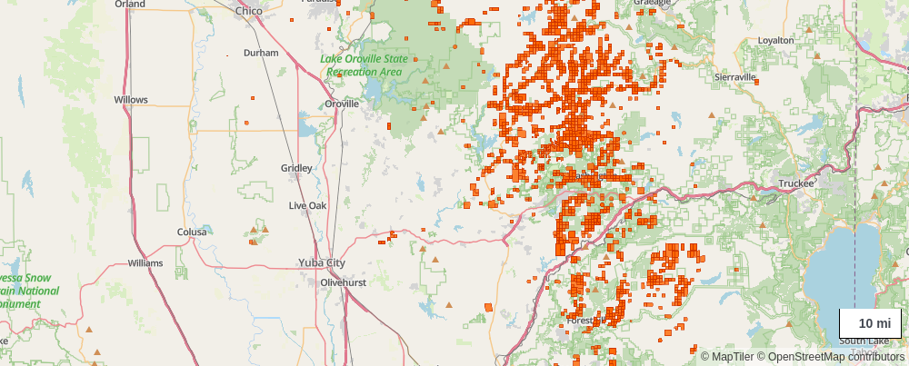 California mining claims map preview in ClaimLayer