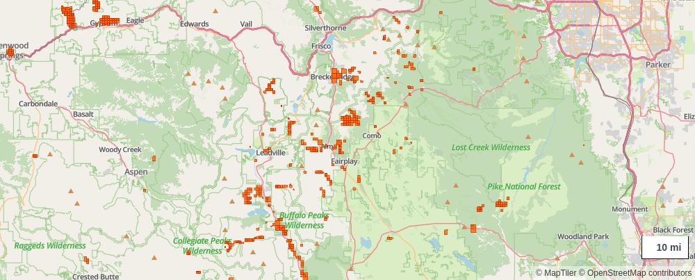 Colorado mining claims map preview in ClaimLayer