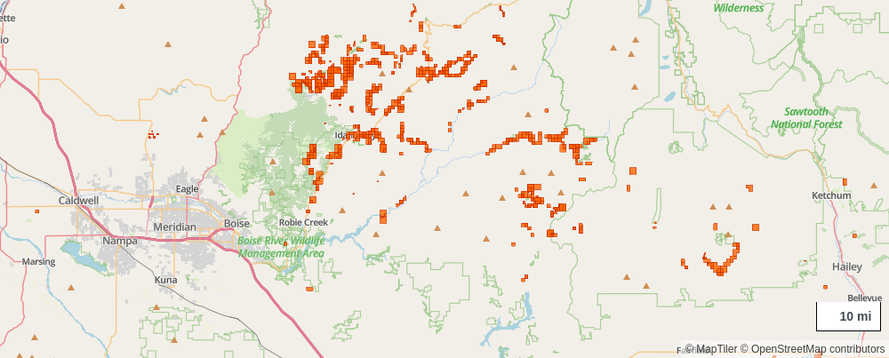 Idaho mining claims map preview in ClaimLayer