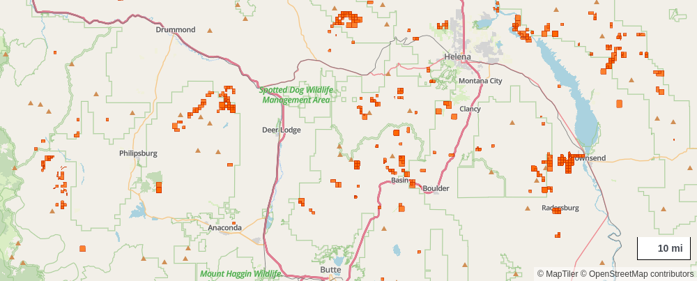 Montana mining claims map preview in ClaimLayer